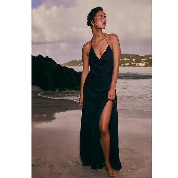 New Free People Gigi Dress $300 SIZE 2 Black SPECIAL OCCASION Jeweled Back Strap